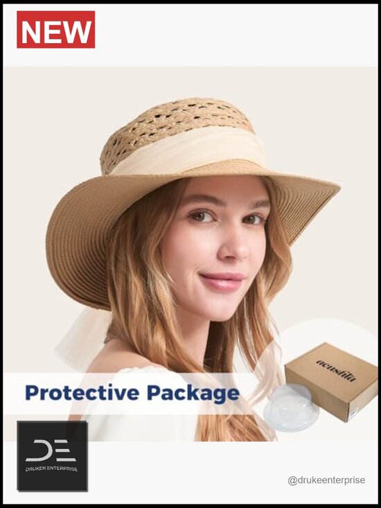 Wide Brim Straw Sun Hat Adjustable UPF 50+ Beach Hat main image 6